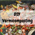 DIY Vermicomposting vegeatable scraps in a composting bin.