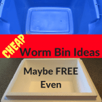 CHEAP Worm Bin Ideas A blue plastic 10 gallon tote and a styrofoam box as worm bin ideas