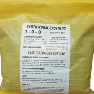 Earthworm Natirals Worm Castings 4 lb. bag - back view